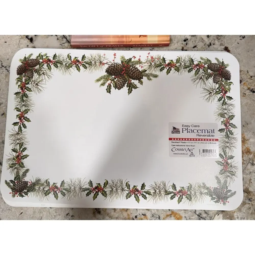 Counterart O’Christmas Tree Reversible Easy Care Placemat 4 Pack Made in the USA